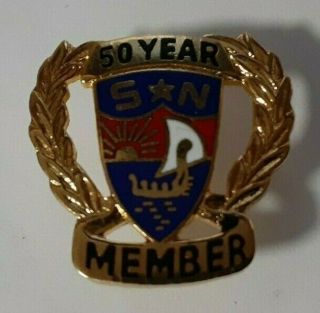 Vintage Sons Of Norway 50 Year Member Award Pin Sn - Norwegian Fraternal Society
