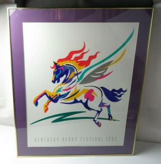 Rare large vintage Pop Art Deco Poster Pegasus Kentucky Derby 1995 by Jeff Tull 2