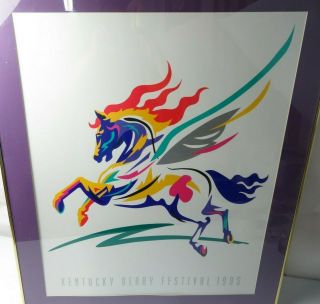 Rare large vintage Pop Art Deco Poster Pegasus Kentucky Derby 1995 by Jeff Tull 3