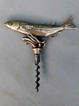 Vintage Antique Rare Fish Corkscrew Bronze