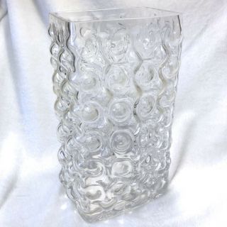 Large Vintage Mid - Century Modern Crystal Bubble Vase Clear 12 - Inches