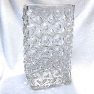 Large Vintage Mid - century Modern Crystal Bubble Vase Clear 12 - Inches 2