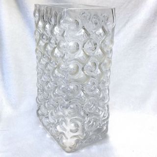 Large Vintage Mid - century Modern Crystal Bubble Vase Clear 12 - Inches 3