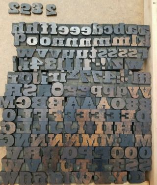 Antique Vtg Wood Letterpress Print Type Block Letters & 