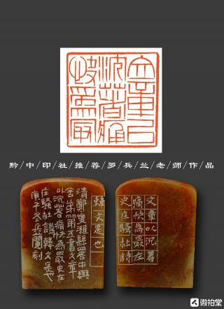 Chinese Shoushan Stone Hand Carved Seal Stamp 文章以沉着痛快为最