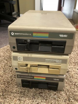 3 Vintage Commodore 1541 Floppy Disk Drives.  Dusty.