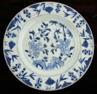 Antique 18th Century Chinese Qianlong Blue & White Porcelain Plate