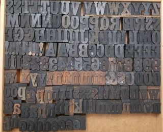 Large Antique Vtg Wood Letterpress Print Type Block A - Z Letters & Complete Set