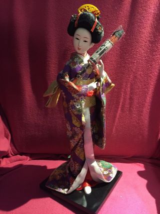 Japanese Geisha 16 " Doll From Japan On Stand Authentic Large 3d Art