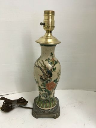 Antique Chinese Porcelain Nanking Famille Verte Vase Lamp Republic Period