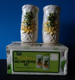Vintage The Frog Family From Sears Salt And Pepper Shakers Set 1976 Nib Neil