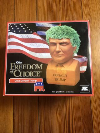 Chia Pet Donald Trump Decorative Pottery Planter Freedom Of Choice Open Box