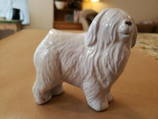 Vintage Old English Sheep Dog White Grey Gray Ceramic Figurine 4 " X 5 "