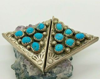 Vintage Sterling Silver 5mm Turquoise Shirt Collar Tips 11.  6 Grams