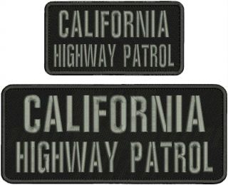 California Highway Patrol Embroidery Patch 4x10 & 3x6 Hook On Back Blk/gray