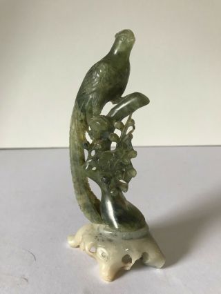 Chinese Green Jade Hand Carved Bird Figurine