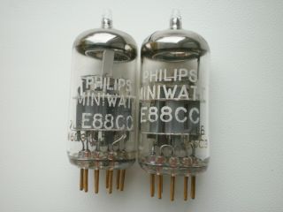 Vintage Philips Miniwatt Sq Special Quality E88cc/ecc88/6922 Gold Pins Tubes 2pc