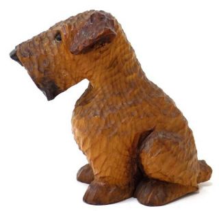 Vintage Hand Carved Wood Terrier Dog Sealyham?