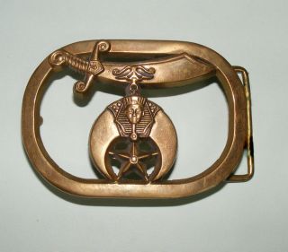 Vintage (1980) Shriners Solid Brass Belt Buckle - Baron Buckle - 6204