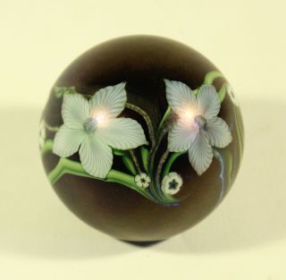 Vintage Orient And Flume Iridescent Lilly Flowers Paperweight Signed & Numbered