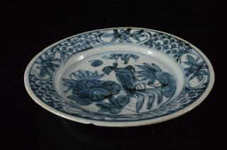X9257: Chinese Blue&white Bird Flower Muffle Painting Ornamental Plate/dish