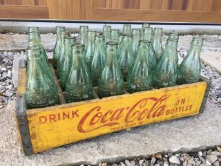 Vintage Wooden Soda Crate 24 Various State Coke Bottles Coca Cola Wood Box