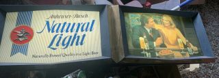 Anheuser Busch Brewery Natural Light Bar 1977 Vintage Hanging Lighted Beer Sign