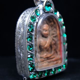 Rare Antique Ancient Siam Sum Kor,  Thai Buddha Amulet Pendant 3 3