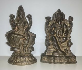 TWO ANTIQUE INDIAN BRONZE GANESH HINDU ELEPHANT GOD GANESHA & SIMILAR 3
