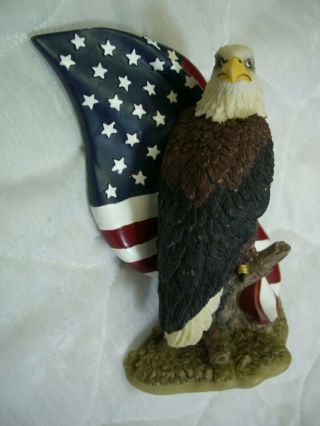 Patriotic 1999 Life Symbols American Bald Eagle And Flag Ceramic Figurine