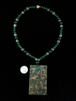 Antique Chinese Hand Carved Nephrite Jade Necklace
