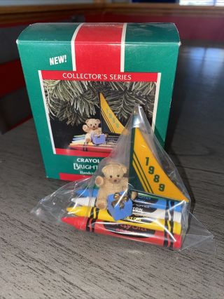 1989 Hallmark Christmas Ornament Bright Journey Crayola Crayon 1 Series W/ Box