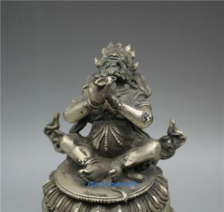 Tibetan Buddhism Vajra King Kong Mahakala Buddha Old Tibet silver Incense Burner 3