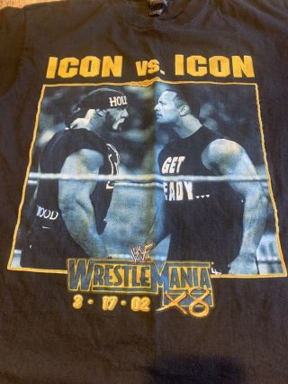 Vintage Wwf Wwe Shirt The Rock Vs Hulk Hogan Wrestlemania Icon Vs Icon