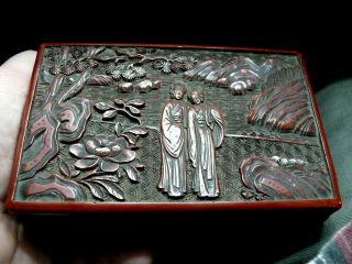 Estate Found Antique Chinese Carved Cinnabar Box Separate Lid 1900 - 1909