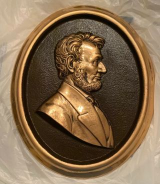 Antique Vintage Patriotic Abraham Lincoln President Brass Bronze Wall Plaque