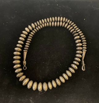 Vintage Navajo Pearls Sterling Silver Graduated Beaded Necklace 27 Grams