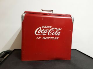 Vintage Metal Coca Cola Cooler With Bottle Opener And Tray Insert