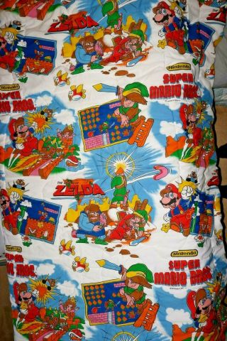Vintage Nintendo Mario Bros & Legend Of Zelda Twin Comforter Blanket 1988