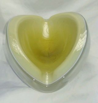 Vintage Alfredo Barbini Murano White Green Gold Leaf Italian Art Glass Melon Cut