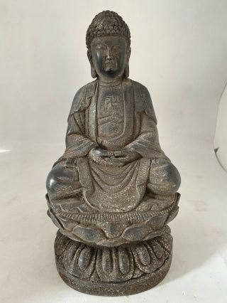 Chinese Bronzed Metal Figure Of Buddha Seated On A Lotus Throne