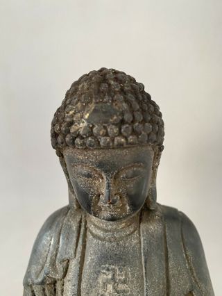 CHINESE BRONZED METAL FIGURE OF BUDDHA SEATED ON A LOTUS THRONE 2