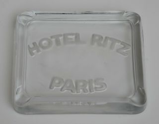 Vintage Hotel Ritz Paris Cendrier Art Deco En Verre,  Années 1930