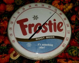 Vintage Frostie Root Beer Soda Pop Advertising Tin Sign Thermometer 495a -