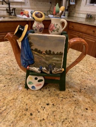 Vintage Limited Edition Made In England Tony Carter Artist Painted Tea Pot