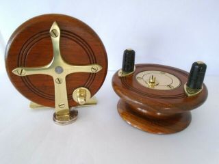 A Antique Wood And Brass Fishing Reel By Milwards Of Redditch England