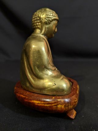 Antique Chinese Brass Meditating Buddha Statue Figure with Stand - Estate Find 3