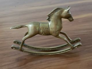 Vintage Brass Rocking Horse Ornament Figurine Nursery Home Decor Brass Animal