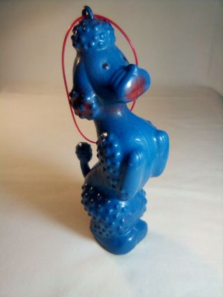 Vtg X - Mas Ornament 1960s Blue Plastic Toy Poodle Dog Angelica Fair Prize Ny