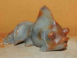 Chinese Stone Koi Fish Carp 3.  25 ",  Carved Paperweight Soapstone Jade Vintage Atq
